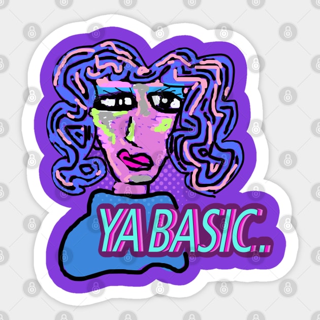 Ya basic drawing of a girl with curly hair, big eyes in blue, pink, purple and green Sticker by DLGstudio